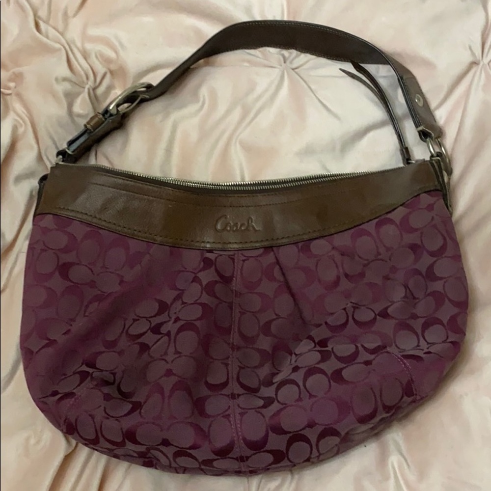 Fall Plum Coach shoulder hobo purse